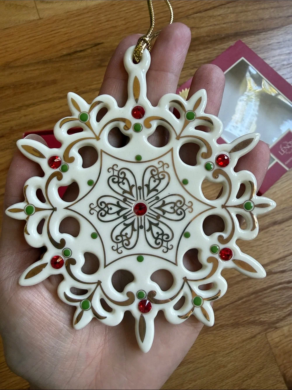 Lenox China Jewels Snowflake Ornament 4 in new in box